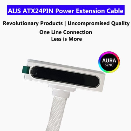  AIJS ATX 24PIN 마더보드 전원 연장 케이블(ARGB 동기화 단일 라인 PC 코드 90 포함) ° 디자인