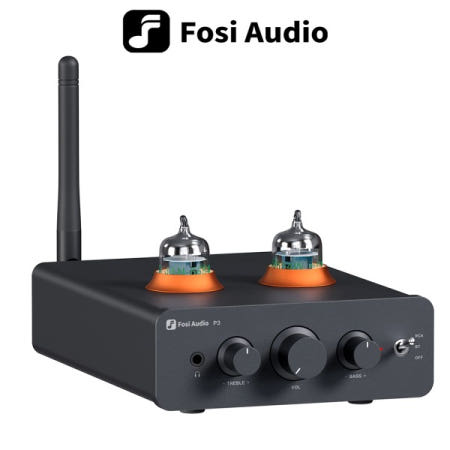 Fosi Audio P3 Bluetooth 튜브 앰프 HiFi 스테레오 프리 밸브 진공 (고음 및 저음 톤 제어 기능 포함) 홈 스피커 용