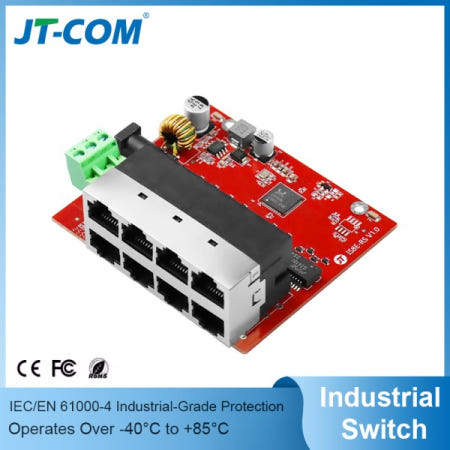 [해외]8개의 100Mbps RJ45 포트가 있는 산업용 이더넷 스위치 PCBA 9-57VDC 서지/EMC 지원 스마트 시티 및 교통 시스템용
