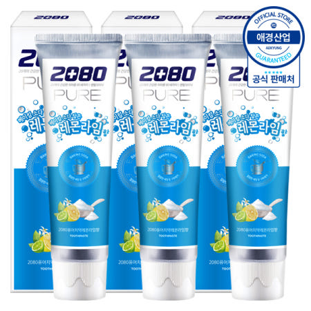 [애경] 2080 베이킹소다 퓨어 치약 레몬라임 120g x3개