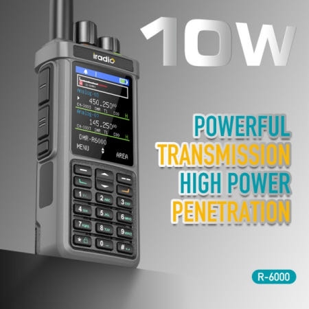 iRadio R6000 DMR 디지털 무전기 10W 듀얼 밴드 VHF 타임 슬롯 AES256 암호화 타입-C 고속 충전 장시간 사용