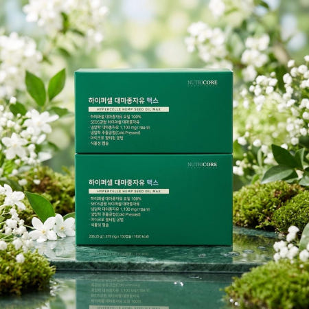 뉴트리코어 하이퍼셀 대마종자유 냉압착 효능 복용법 먹는법 150캡슐, 2개