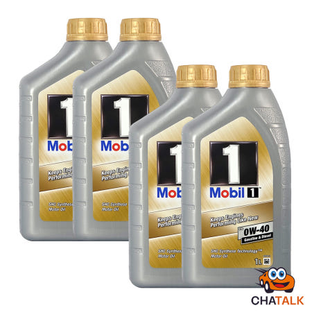 [100%합성유]Mobil1 모빌원 FS 0W-40 프리미엄 합성 엔진오일 1L, 4개