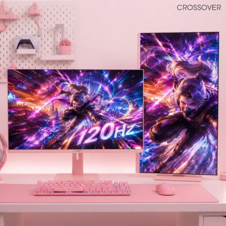 크로스오버 27QP124CM IPS QHD USB-C 120Hz 68cm 피벗 게이밍 핑크 모니터 출시이벤트