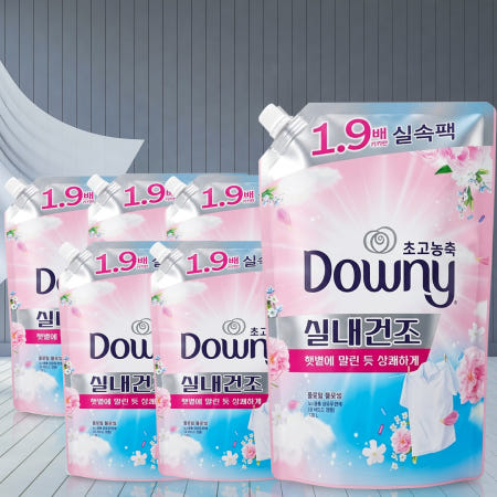 다우니 실내건조 섬유유연제 리필 엑스퍼트 초고농축 플로럴프레시, 1.35L, 6개