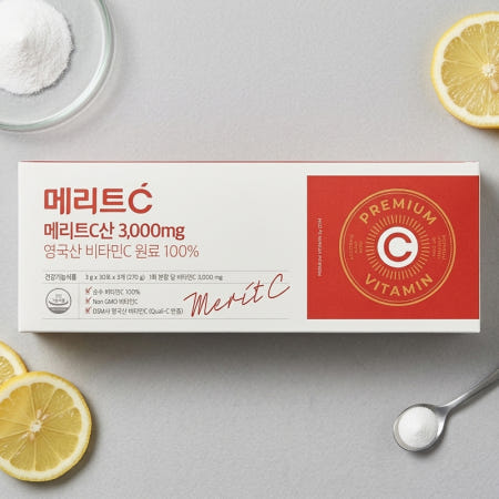 [넉넉한 소비기한] 휴온스 메리트C산 3000mg 3개월분 90포 고함량 영국산 비타민C