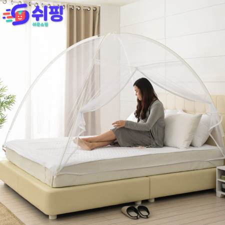 휴대용 바닥없는 침대 원터치모기장 1인용 모기텐트 여행용 슈퍼싱글모기장 화이트